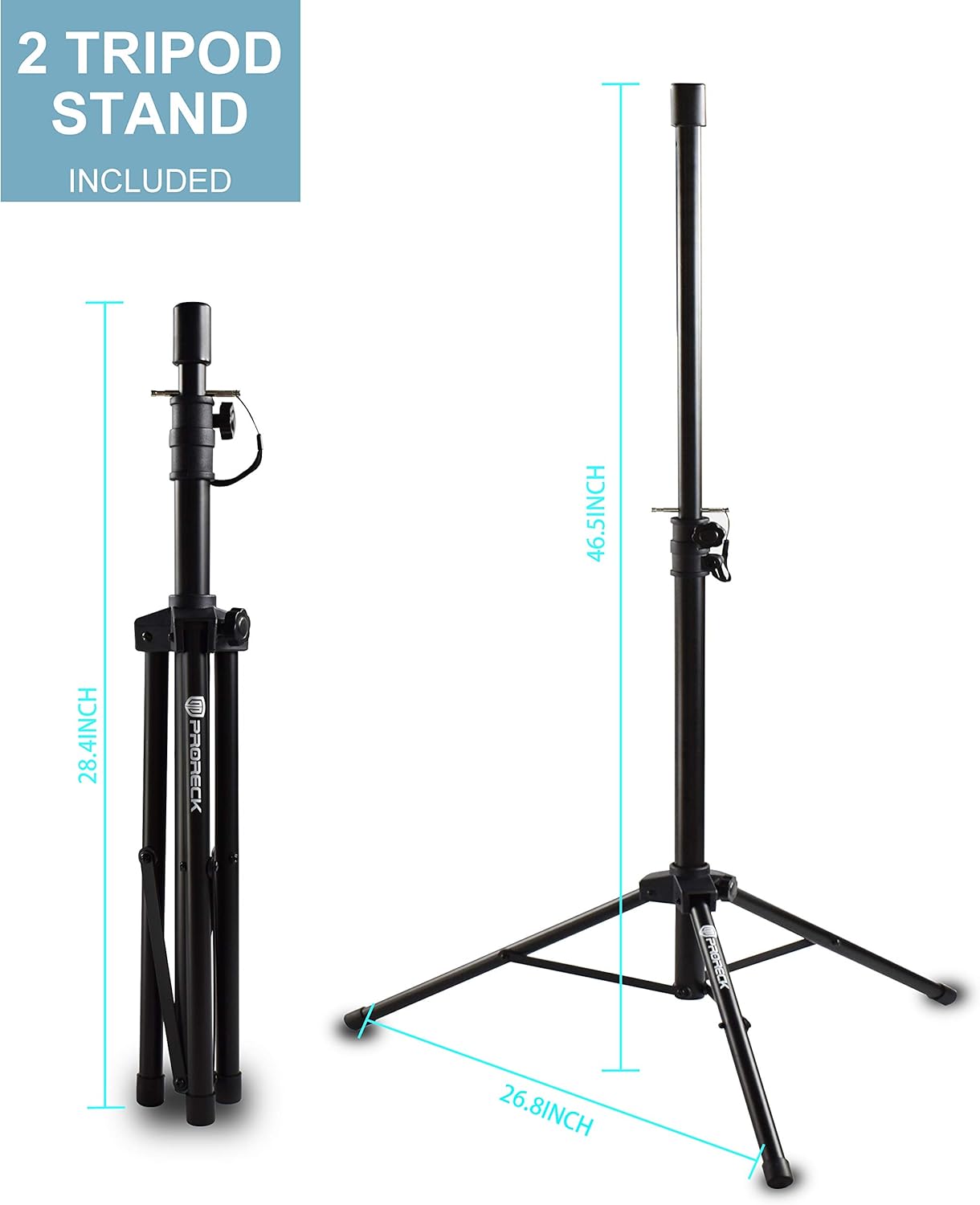 PRORECK MX10 1600W 6-Channel Powered Bluetooth Mixer with 10inch Passive Speakers PA System Mixer/Amp/Stands/Mic