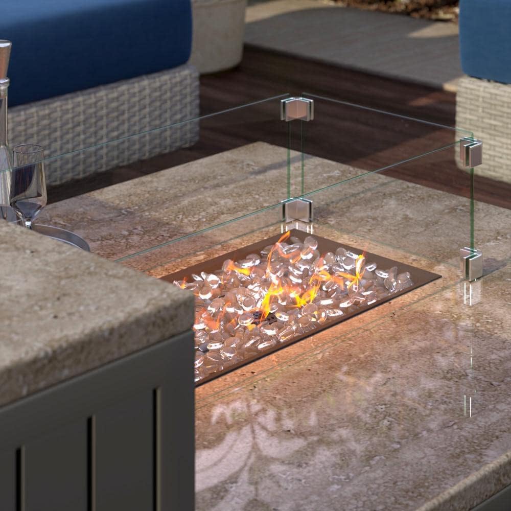 RST Brands Portofino Comfort 56x31 Stone Fire Pit Table - Gray