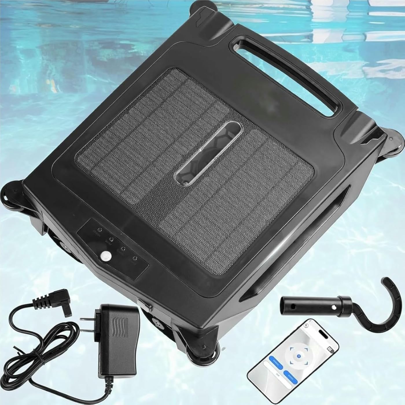 Automatic Robotic Pool Cleaner,Pool Vacuum Robot with Obstacle Avoidance,80㎡ 450um Pool Cleaners 2 Charging Modes Skimmer