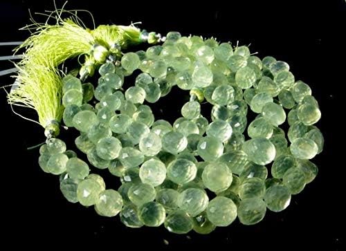 13 inch natural beads strand of 9-10mm faceted onion prehnite gemstone briolletes beads for DIY jewelry - necklace, bracelet, earring, ring.