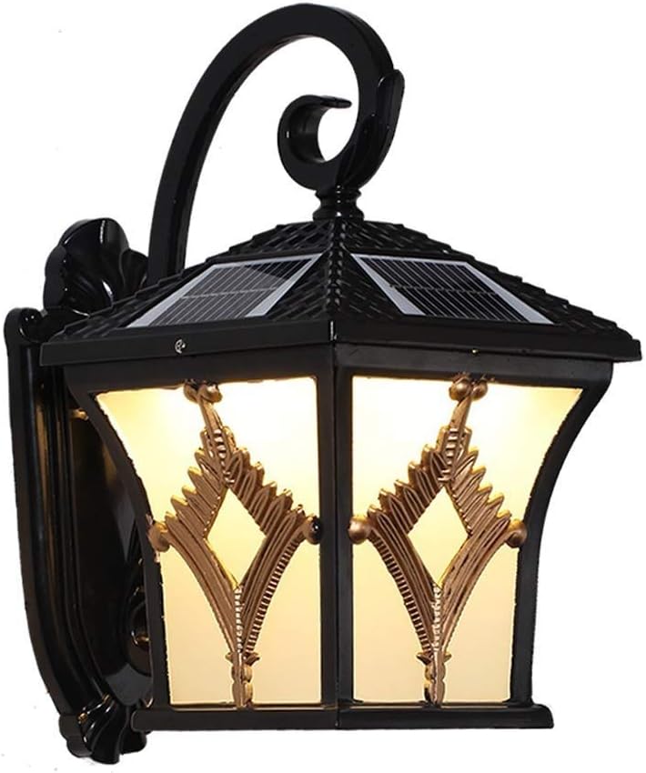 Wall Mounted Light American Outdoor IP55 Waterproof Solar Energy LED Wall Lamp Lantern Outside Garden Aisle Balcony Villa Patio Aluminum Glass Wall Sconce Lighting Fixture Reading Light