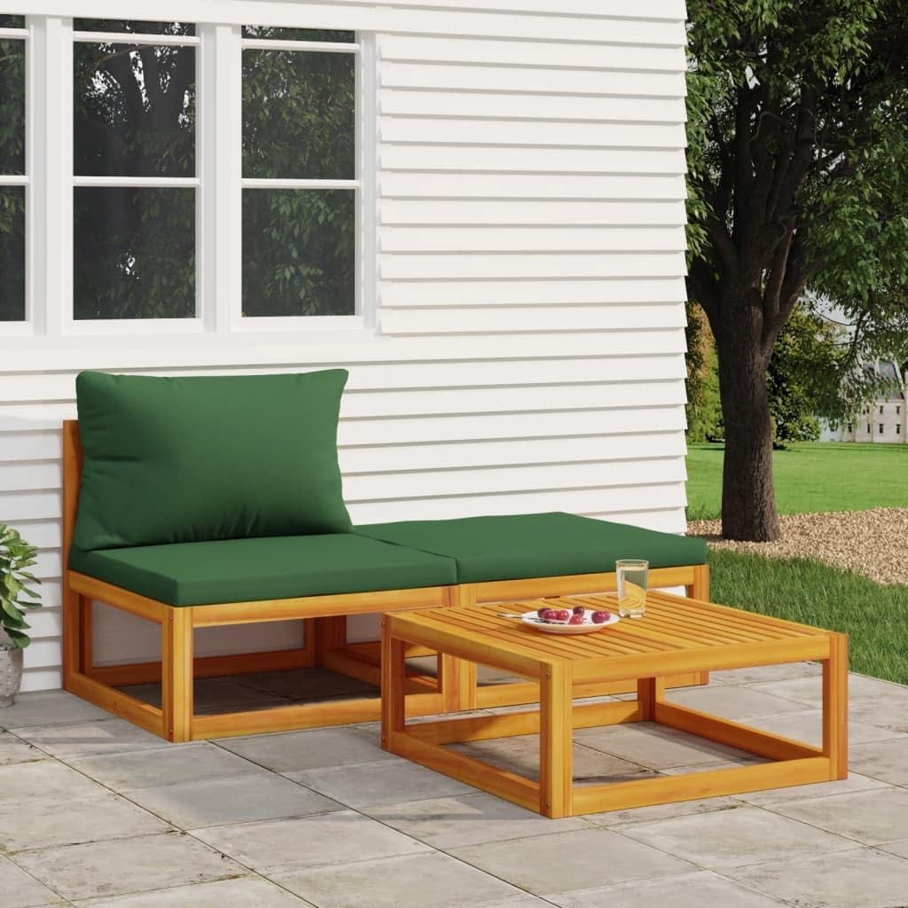 3 Piece Patio Lounge Set with Cushions Solid Wood Acacia,Acacia Wood Patio Lounge Set with Cushions for Relaxation and Entertainment Patio Furniture Sets, Conversation Sets