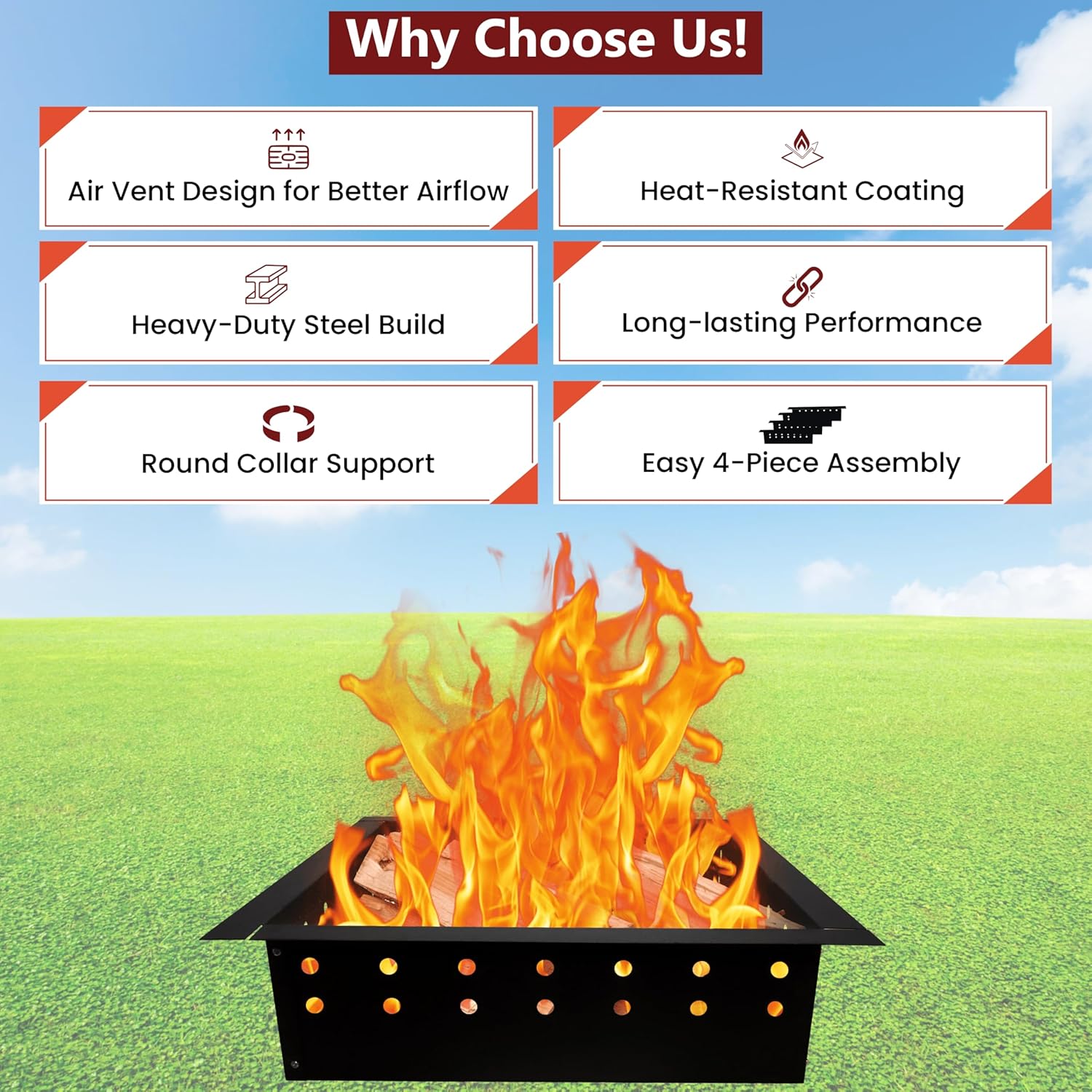 FEBTECH Smokeless Fire Pit Insert Square- 29