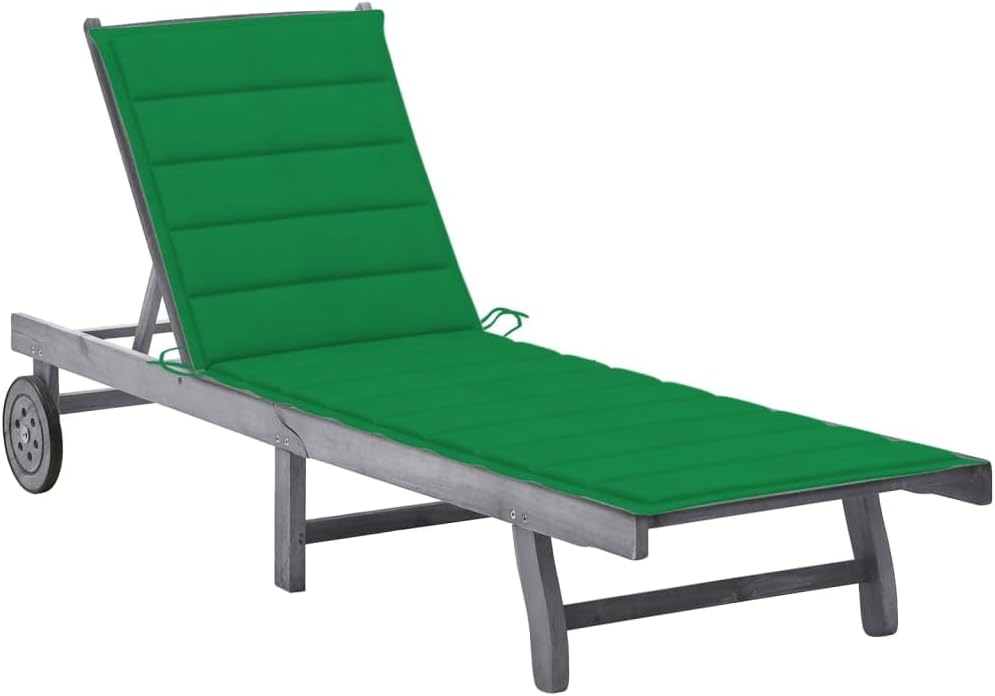 Patio Lounges Patio Sun Lounger with Cushion Gray Solid Acacia Wood