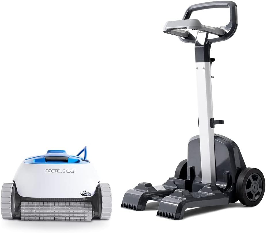 Dolphin Proteus DX3 Automatic Robotic Pool Vacuum Cleaner Includes Caddy for Easy to Transport and Storage, Ideal for In-Ground Pool up to 33 FT in Length