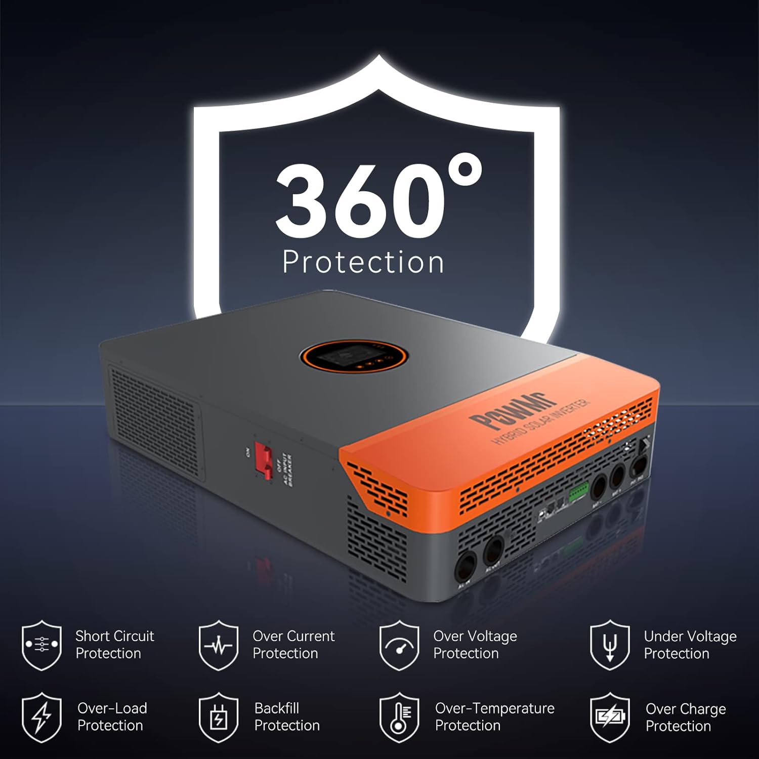 PowMr 10000W Split Phase 48V DC to 100V AC~240V AC Solar Inverter,UL1741 10KW Pure Sine Wave Hybrid Inverter with 200Amp MPPT Charge Controller, Work with 48V Lead Acid and Lithium Battery