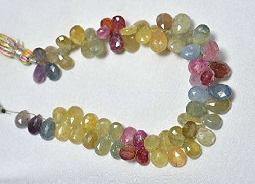 Multi Sapphire Gemstone Beads, Natural Sapphire Cut Pear Shape Beads, Gemstone For Jewelry, 6x8mm - 8x11mm 7.5 Inches Strand