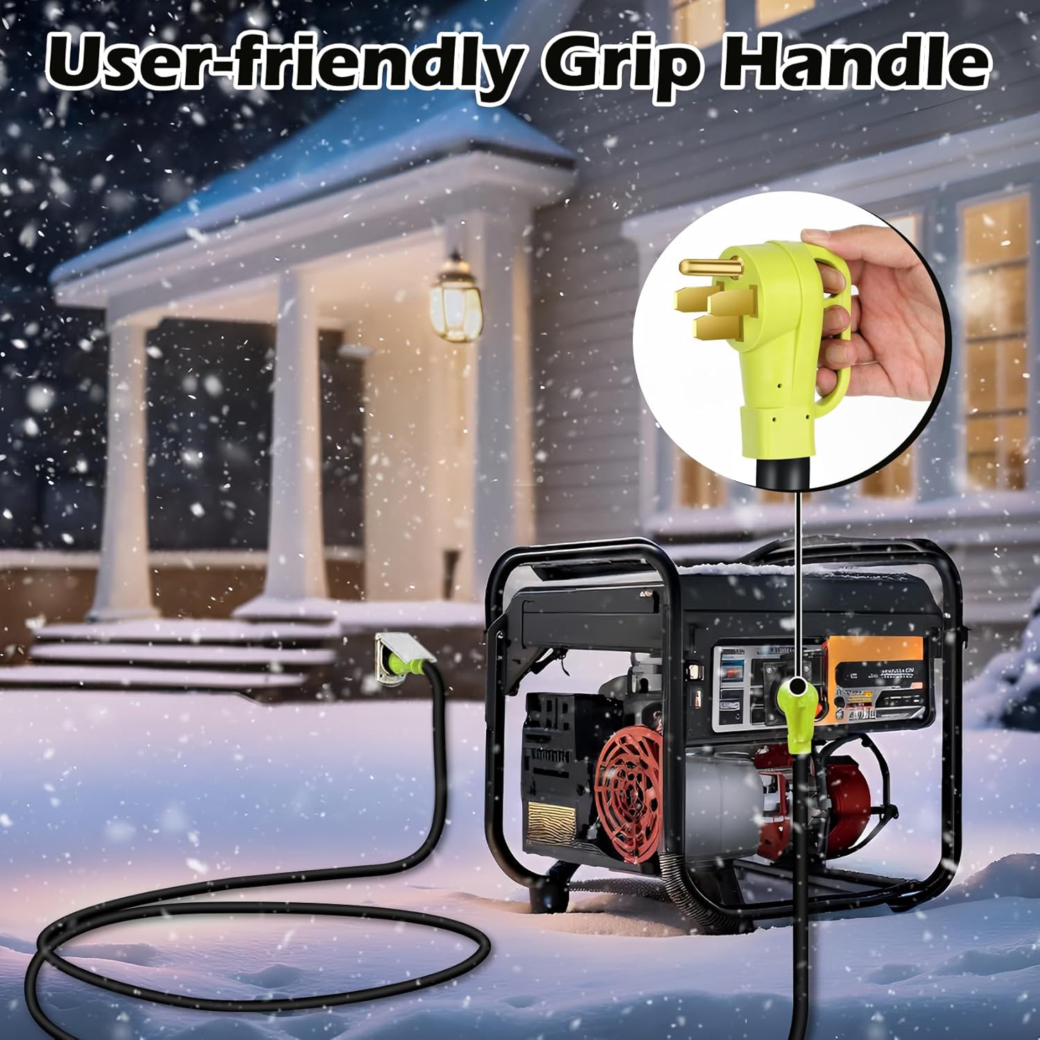 25FT 50 Amp Generator Power Cord,25FT 50 Amp RV Extension Cord, 50 Amp125V/250V 12500W Twist Lock 4 Prong NEMA 14-50P/SS2-50R,6/3+8/1 AWG STW Wire for RV,Camper, House