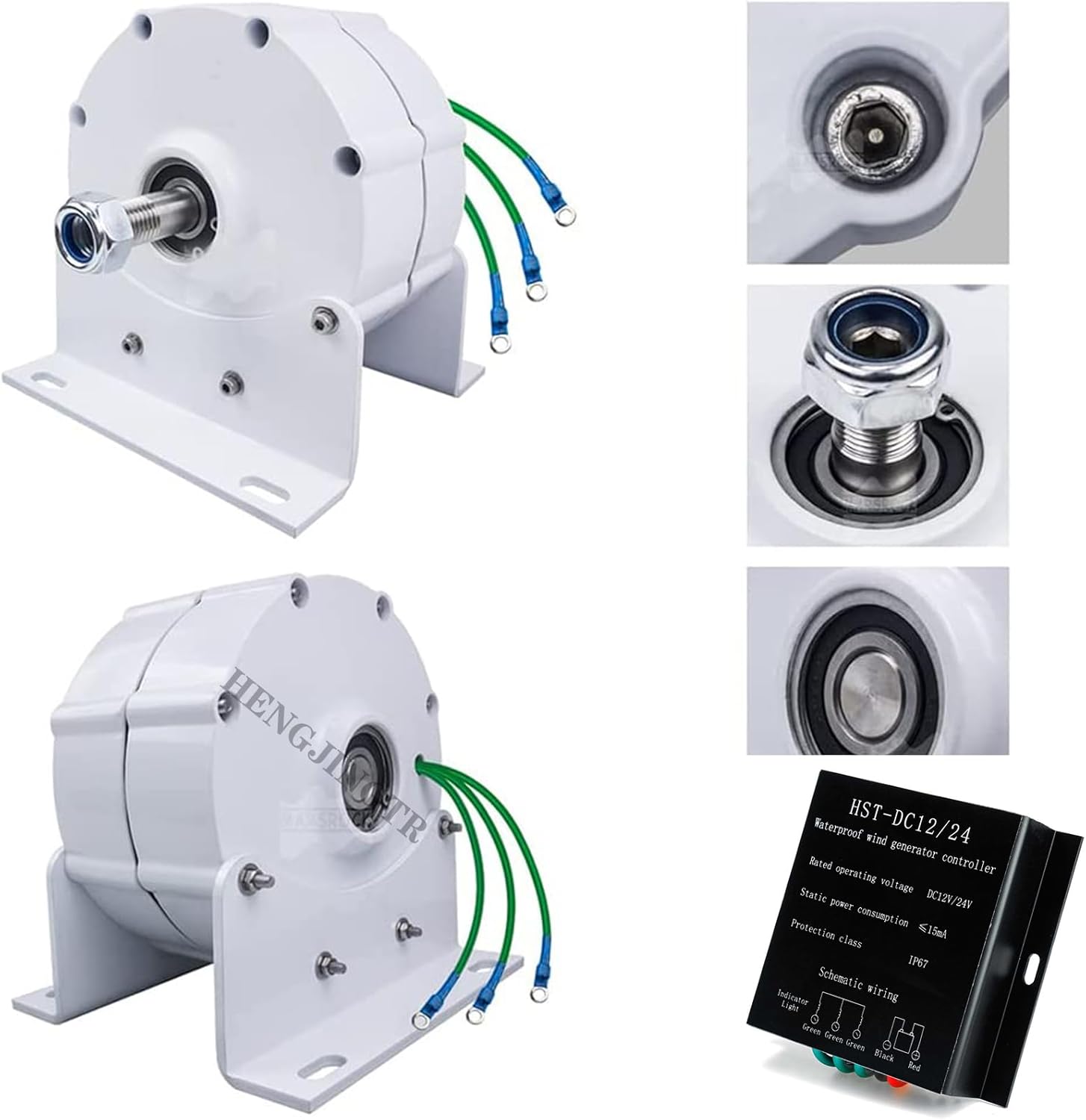 1500W-3000W Wind Generator and Turbine Low Speed 12V 24V 48V Gearless Permanent Magnet Generator for Home Use Motor(with Base)