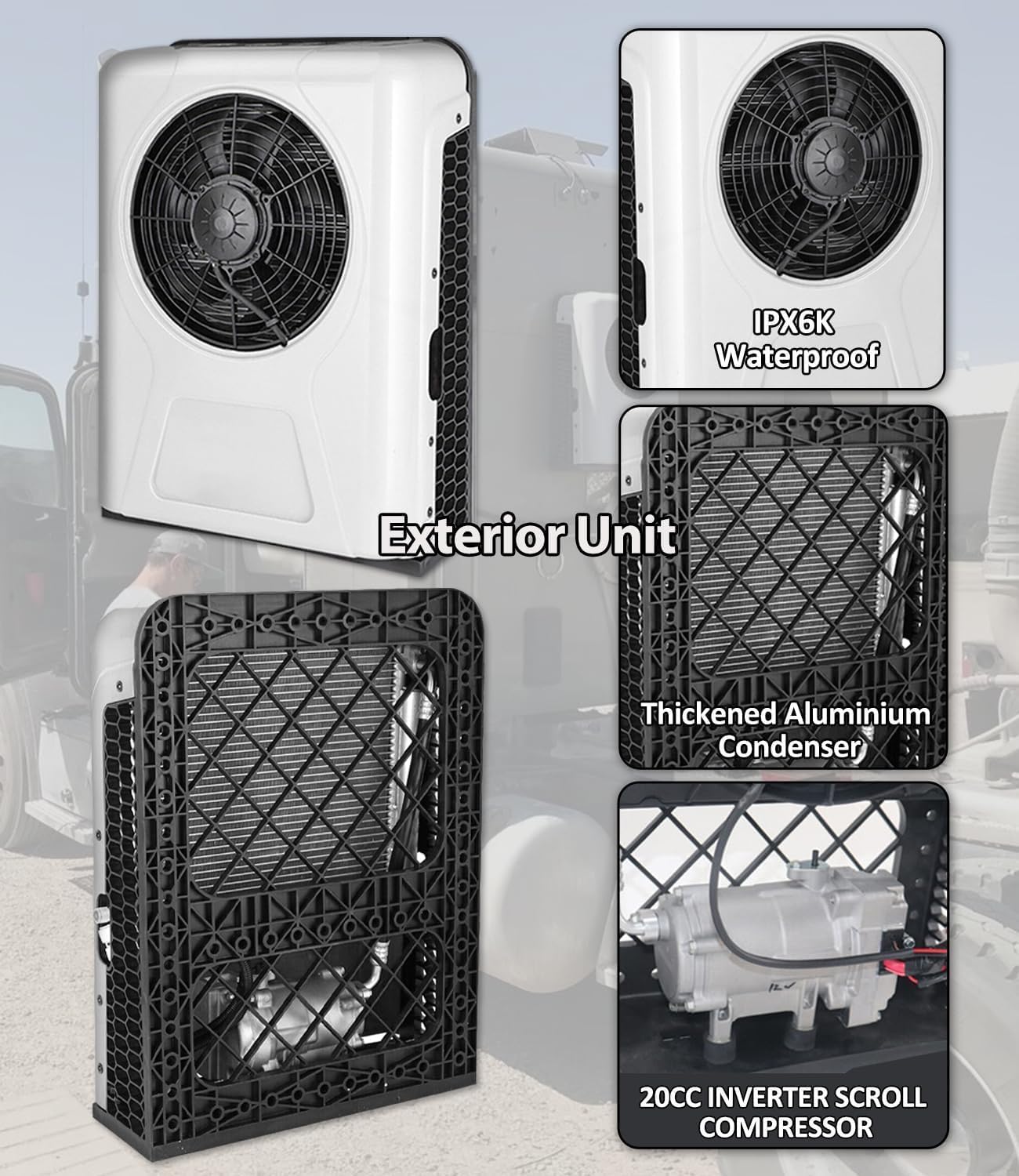 Treeligo 12V Air Conditioner, Mini Split Air Conditioner, 12 Volt DC Air Conditioner, for Truck Parking Split Electric AC Unit, for Semi-Truck, Trailer, Camper, Crane Loader Excavator