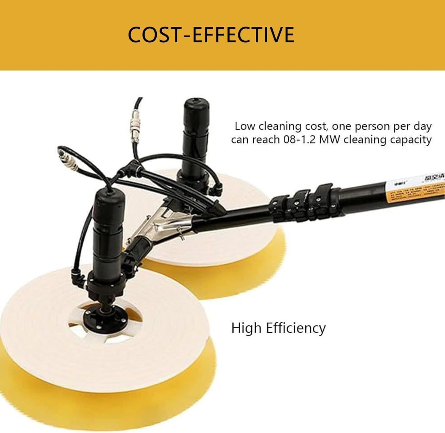 Telescopic Rod PV Panel Wash Cleaning Machine, Double Head Solar Panel Cleaning Equipment Solar Cleaner Robot,Solar Panel Cleaner,Electric Water Fed Pole Kit,GPAA3.5M