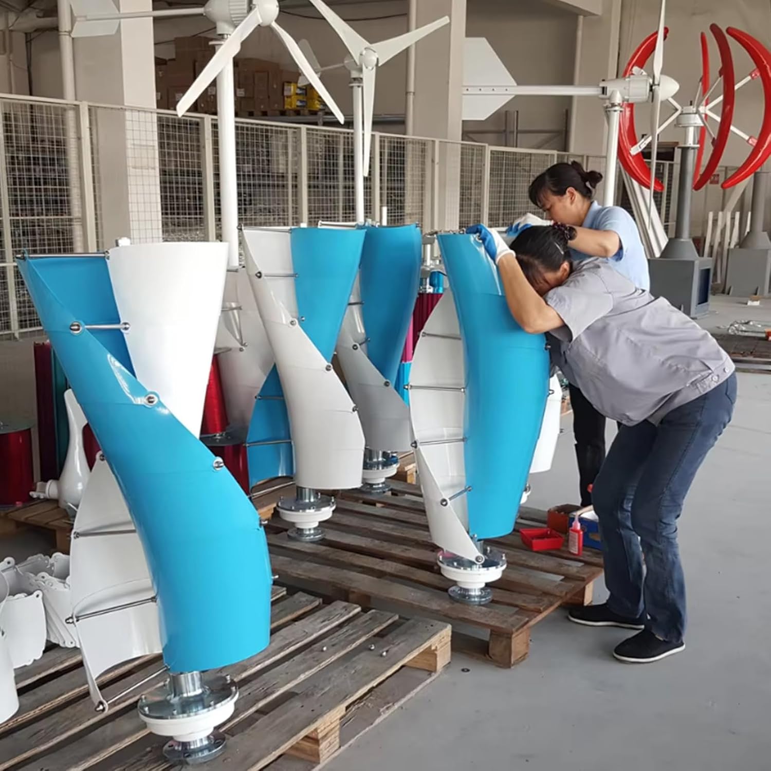 Vertical Spiral Wind Power Turbine Generator,AC 12V 24V 48V Breeze Start Wind-Solar Wind Turbine Generator Power for Outdoor Garden(8000W)