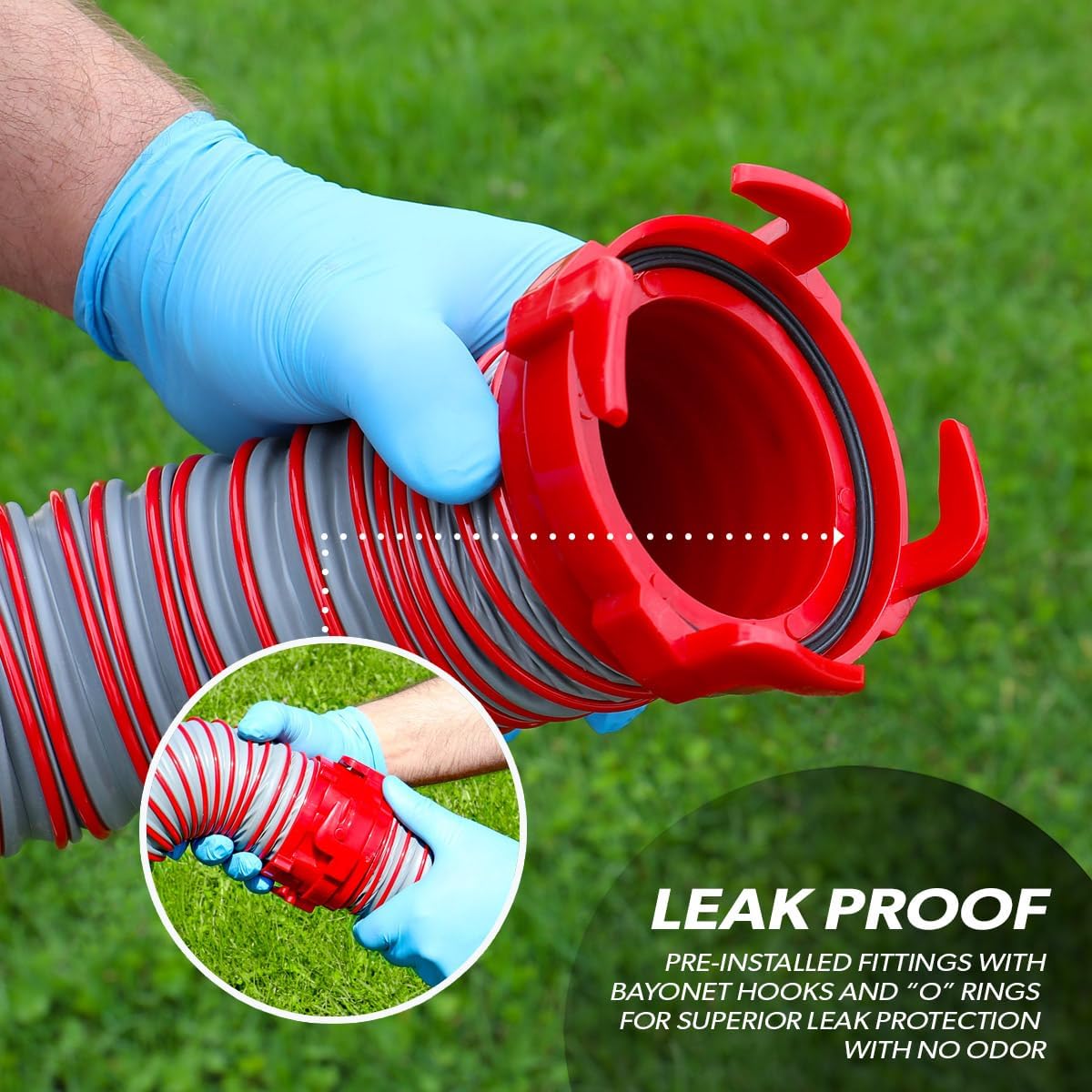 Valterra Viper 20-Foot RV Sewer Hose Kit, Universal Sewer Hose for RV Camper, Includes 2 Attachable 10-Foot Hoses with Rotating Fittings, 90 Degree ClearView Sewer Adapter and 4 Drip Caps