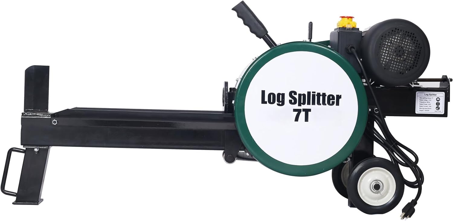 7-Ton Kinetic Electric Log Splitter - Double Flywheel, 2HP 16A Motor - Quick, Dependable Firewood Splitting Solution - Low Profile Design with Extra-Fast Splitting Capabilities