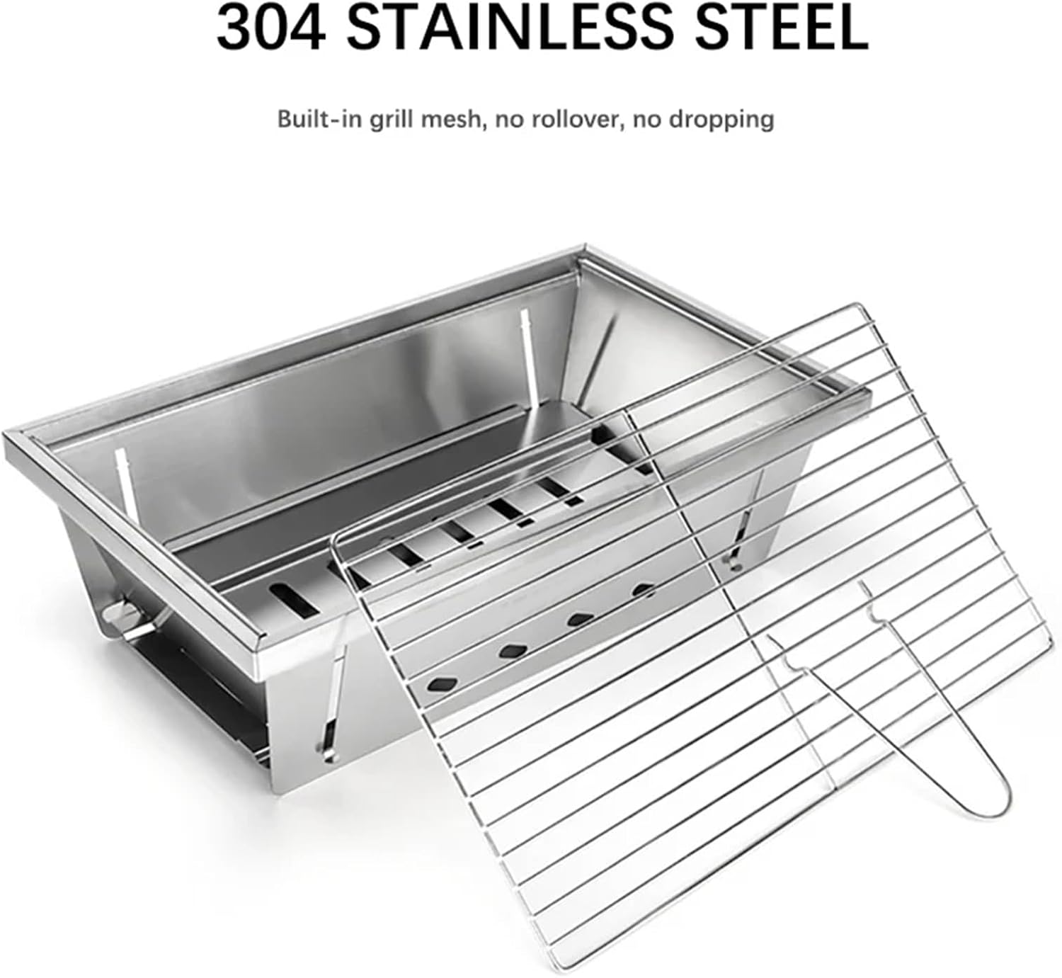 Portable Fire Pit,Stainless Steel Heat-Resistant Outdoor Cookware,Charcoal Grill Portable | for Hiking Garden Balcony Backyard Patio Traveling Picnic Party Bonfires