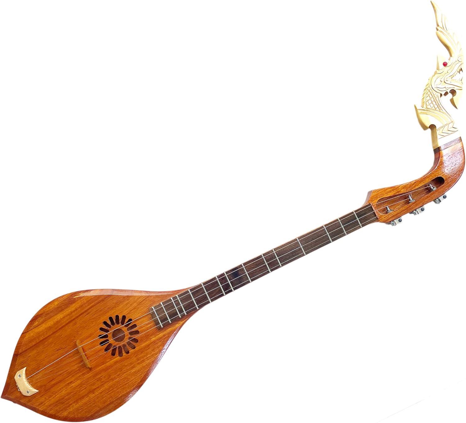 Isarn Acoustic Phin 3 Strings, Thai Lao Guitar Musical Instrument, Traditional Thai Classical Musical Pin122R, brown (Pin106)