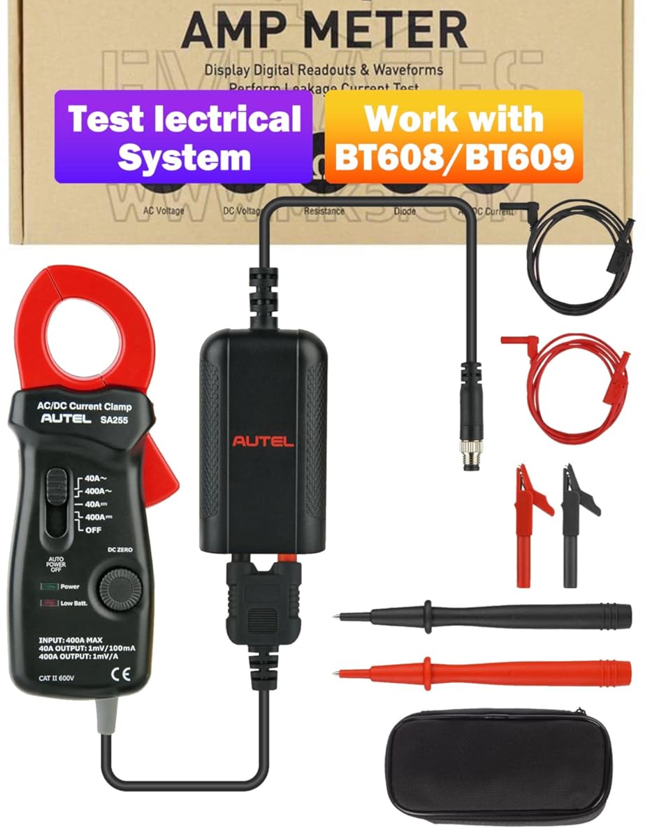 Autel Battery Tester Accessory Kit Autel BTAK Include Digital Multimeter and Current Clamp Compatible with MaxiBAS BT608/BT609 Battery Analysis Tools Measures Voltage Current and Resistance