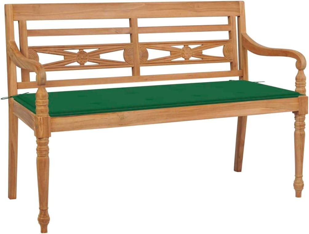 Patio Benches Batavia Bench with Green Cushion 47.2