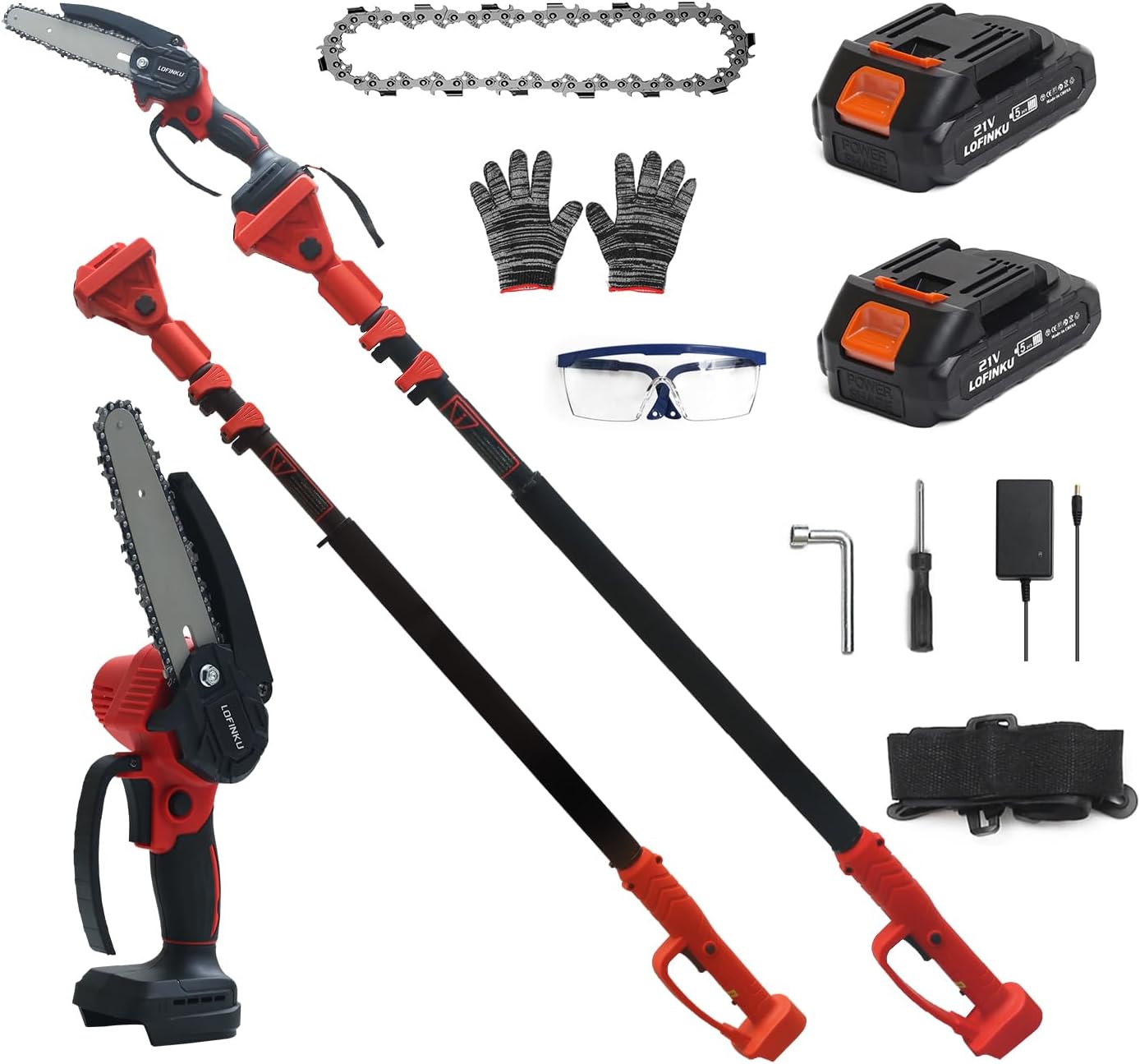 2-in-1 Cordless Pole Saw & Mini Chainsaw with 2 Batteries