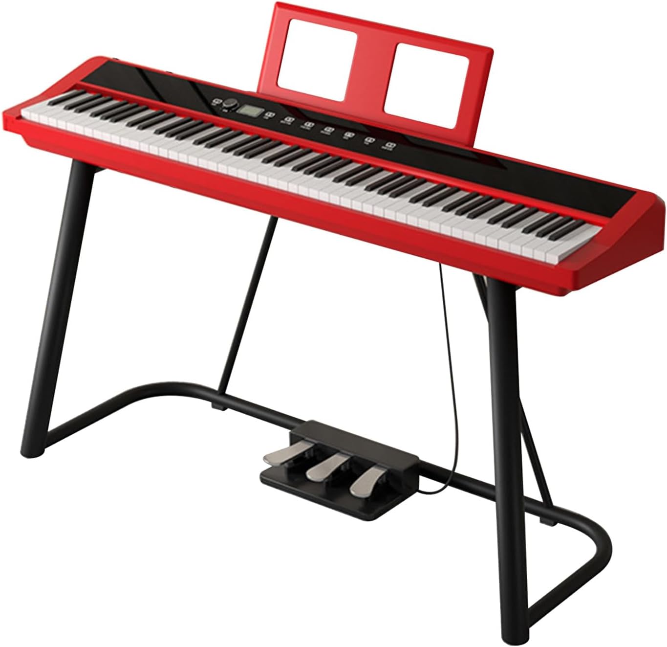 Piano Keyboard 88 Hammer Action Keys Full Size Electric Keyboard Piano Portable Beginner Digital Piano With Stand, Three Pedal, Music Sheet(Red)