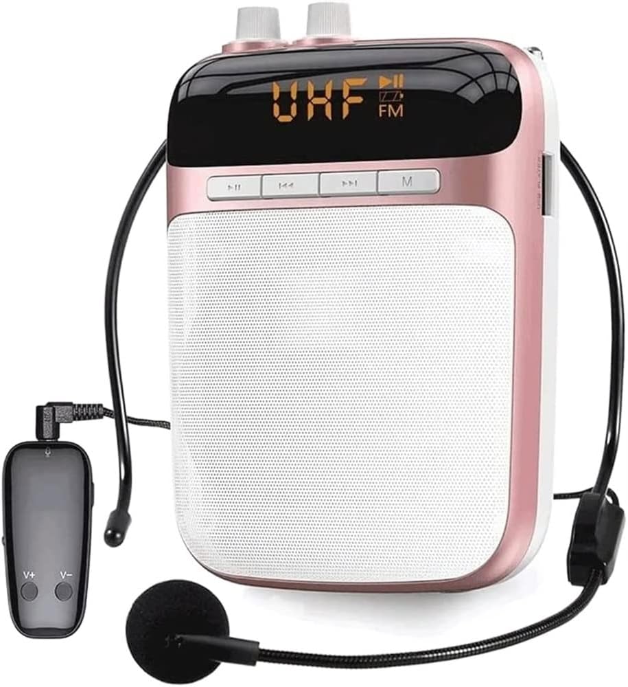 TOEWOE Portable Voice Amplifier for Teacher with Microphone Headset, Personal Speaker for Teachers, Tour Guide, Coaches, Classroom (Color : Pink)