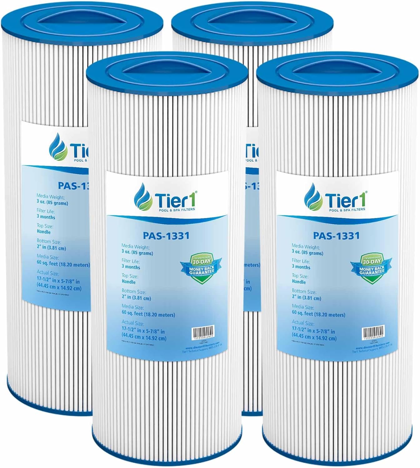 Tier1 Replacement for Jacuzzi Pool Filter Cartridge J400 – 4 PK | Compatible with 2000-286, Unicel 6CH-959, Pleatco PJP60-F2S, Filbur FC-2716 | 17-1/2