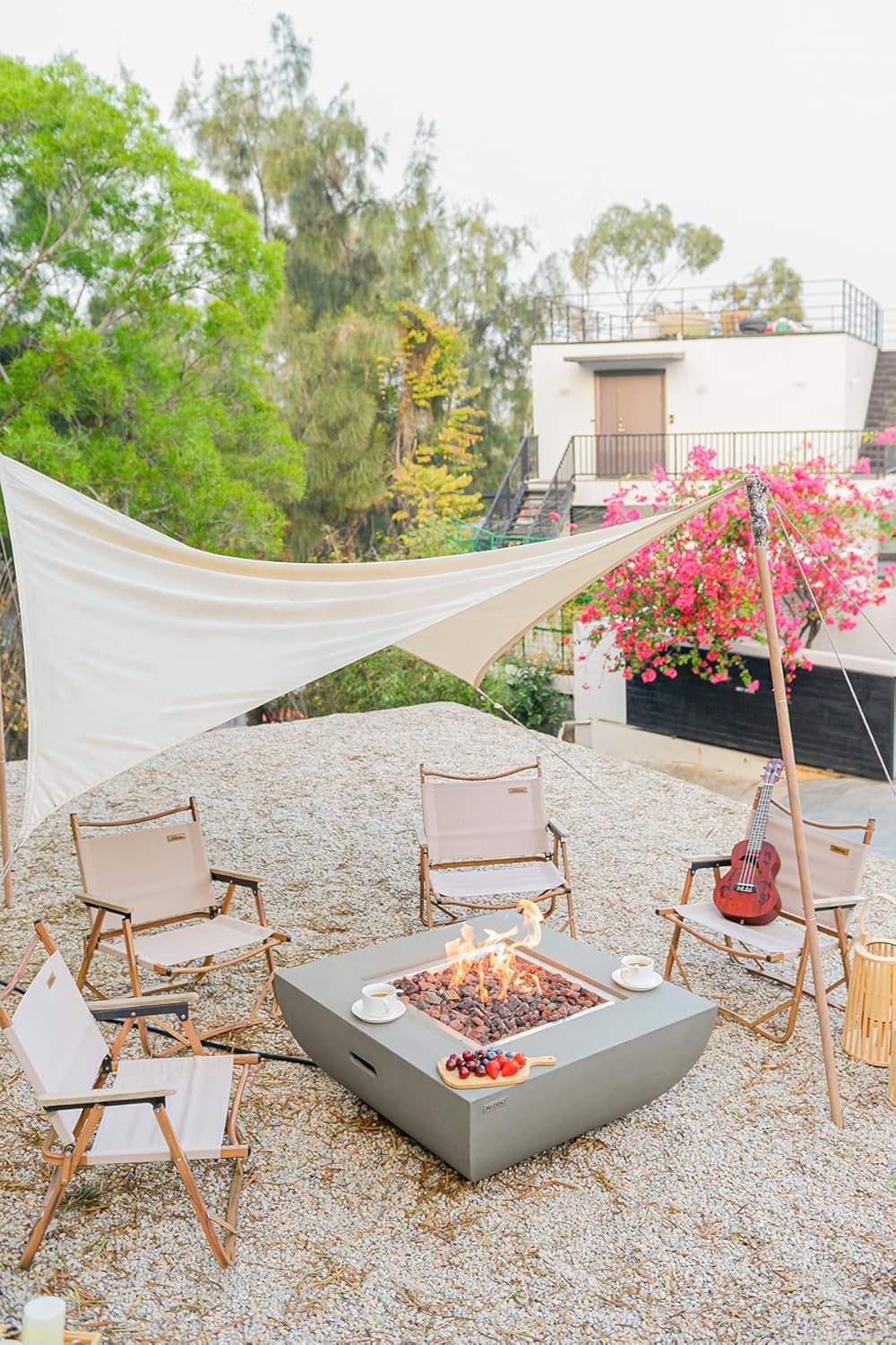 Modeno Fire Table Outdoor Heating Propane Westport Fire Table GRC Fire Pit Table Outdoor Patio Propane Fireplaces (Square)