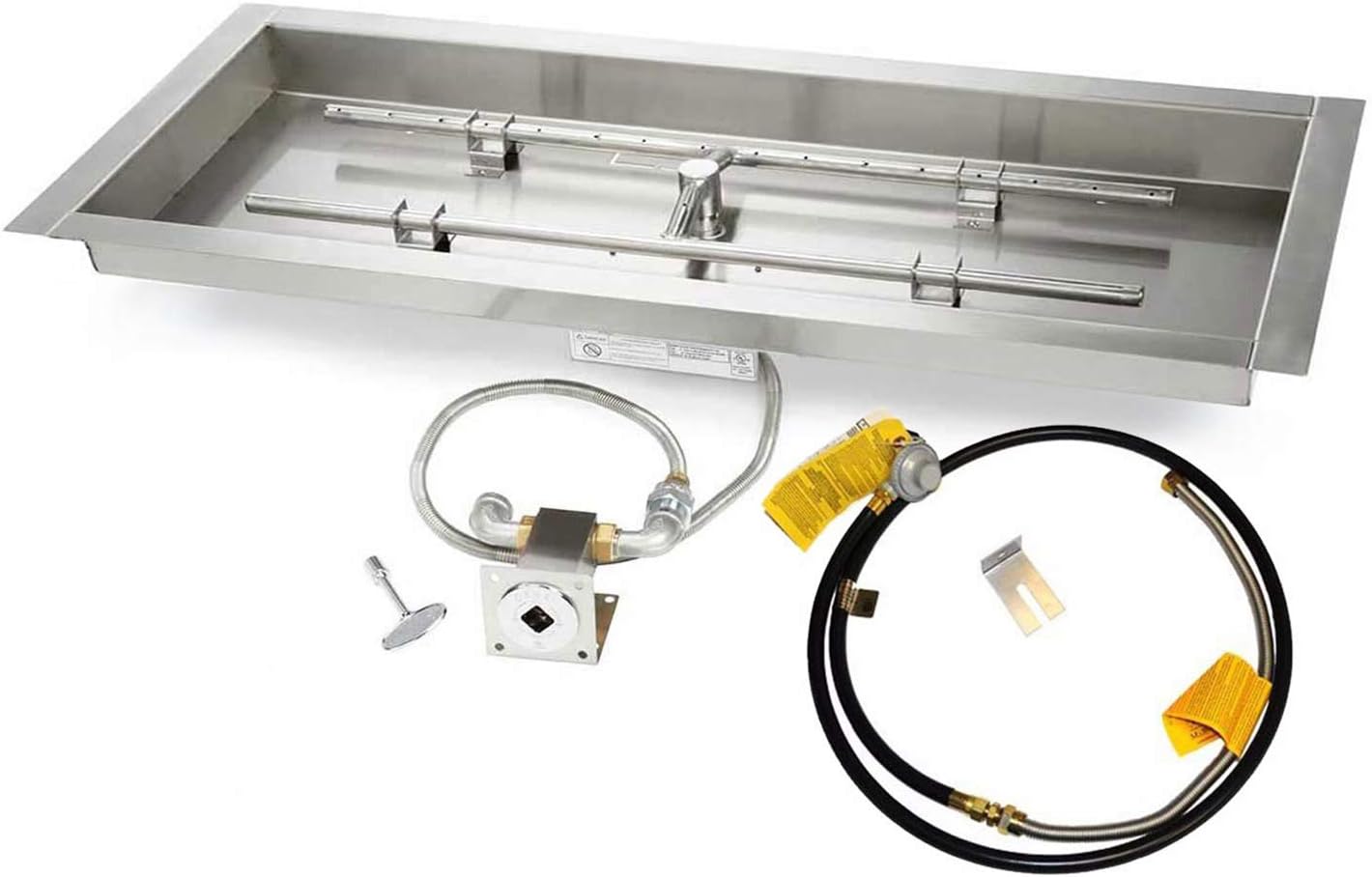 HPC Fire UL Listed Match Light Gas Fire Pit Kit for Small Tanks, 36x14-Inch Bowl Pan (MLFPK36X14-H-FLEX-LP-ST), Propane