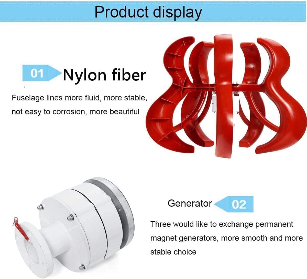 6000W 5 Blades Vertical Axi Wind Turbines Generator Lantern 12V 24V Motor Kit Electromagnetic for Home Streetlight Use