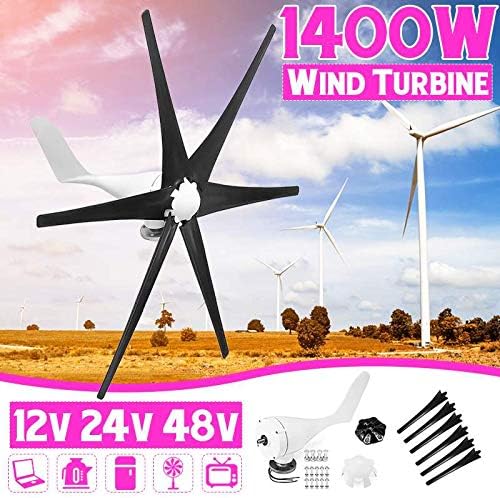1400W 6 Blades Wind Power Turbines Generator 12/24/48V Wind Turbine Horizontal Windmill Energy Turbines for Home Garden Energy