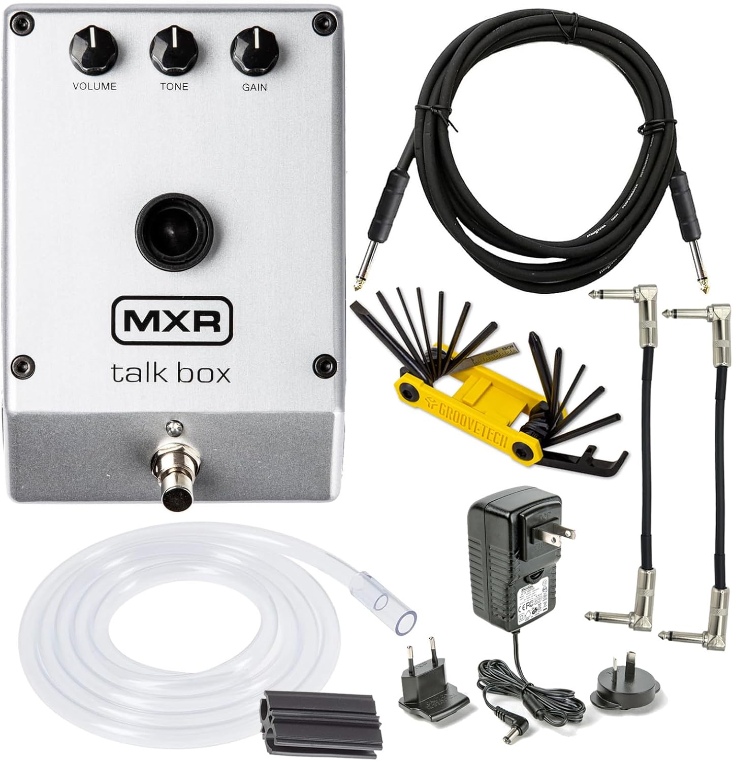 MXR M222 TALK BOX Effects Pedal Voicebox for Guitar, Keyboard and other instruments with Tonebird 10' Cable, Multi-Tool, Patch Cable Bundle
