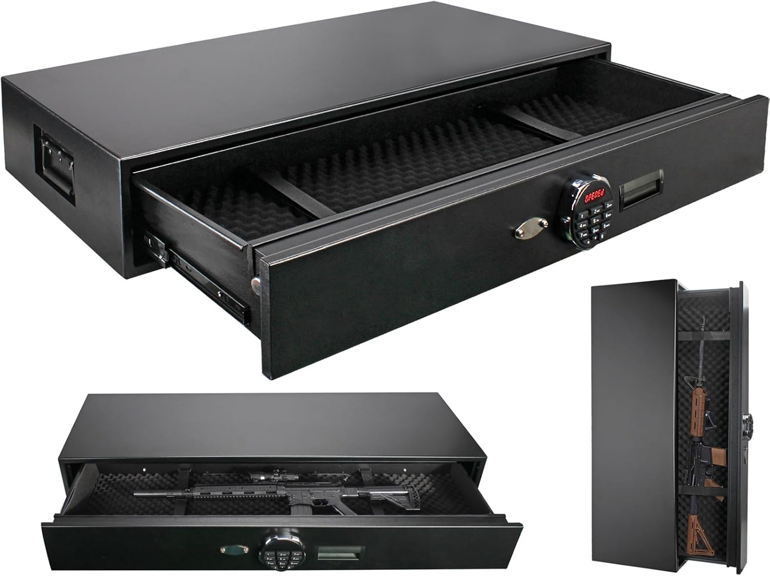 Heavy-duty Under Bed Safe, Rapid Gun Storage Safe Drawer safe for AR Rifle Ammo Pistol Accessories for Home and Vehicle