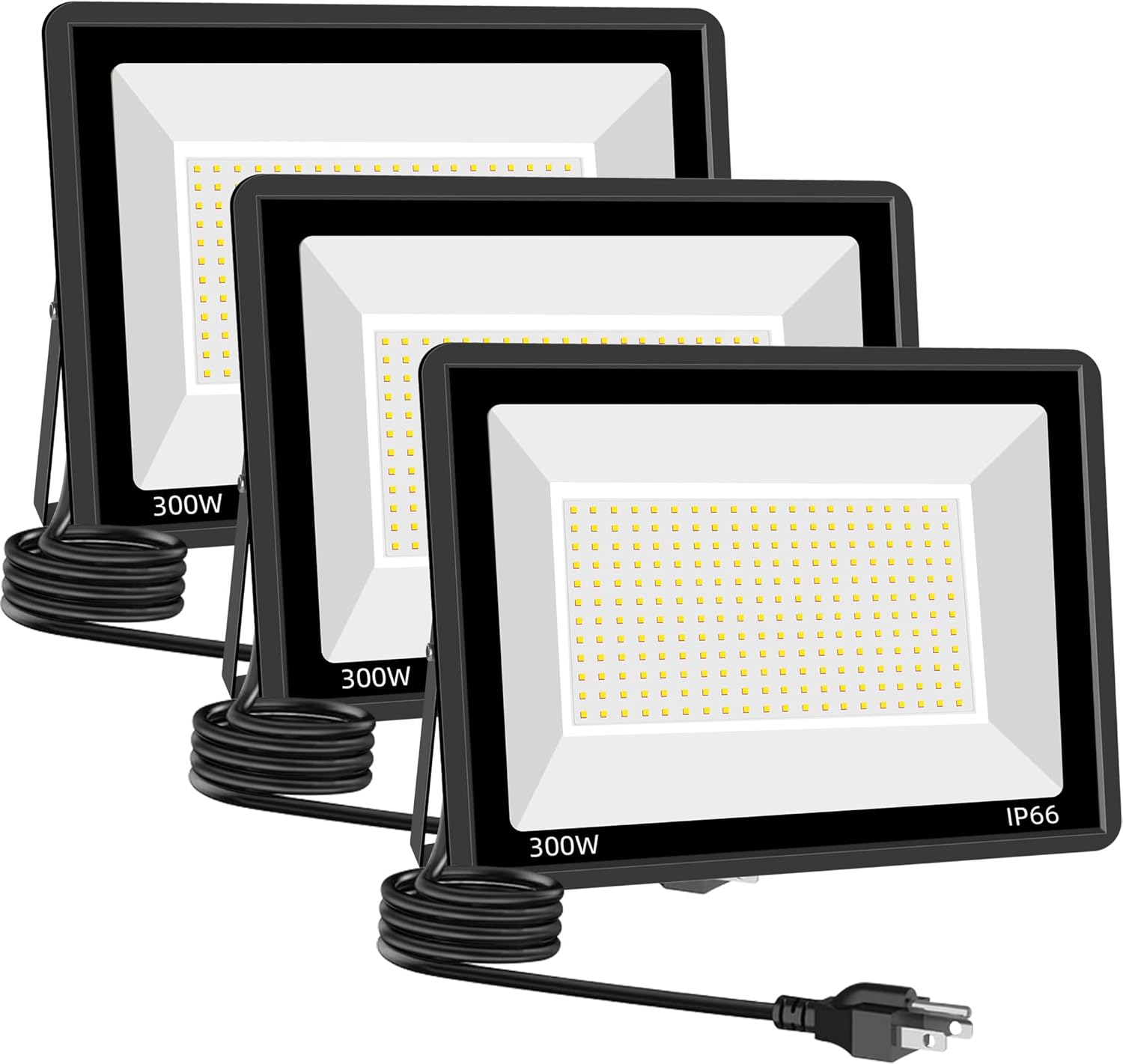 3 Pack 300W Warm White Flood Lights Outdoor, 36000LM Super Bright Flood Light, Exterior Security Light, IP66 Waterproof Floodlight for Yard,Court, Garden, Workshop,Billboard