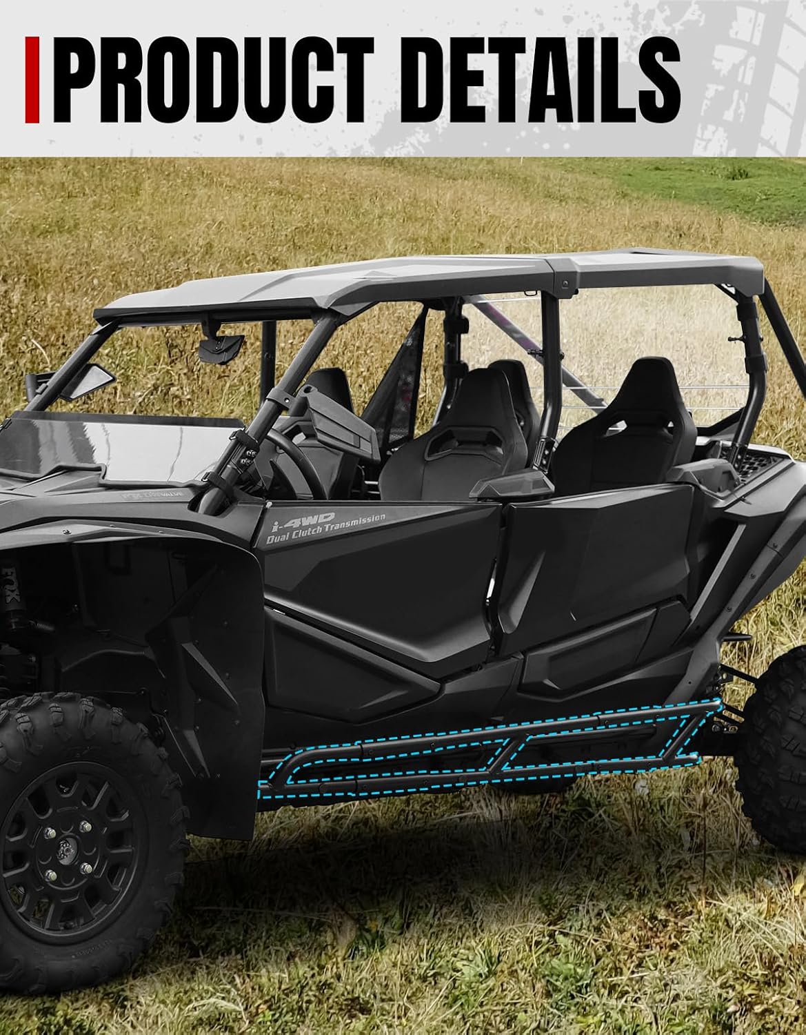 A & UTV PRO Nerf Bars Rock Sliders for 2020-2025 Honda Talon 1000 Accessories Combined Side Steps Tree Kickers Bumper Protector Brush Guard 4 Seat for Honda Talon 1000X-4 1000XS-4 1000R-4 1000RS-4