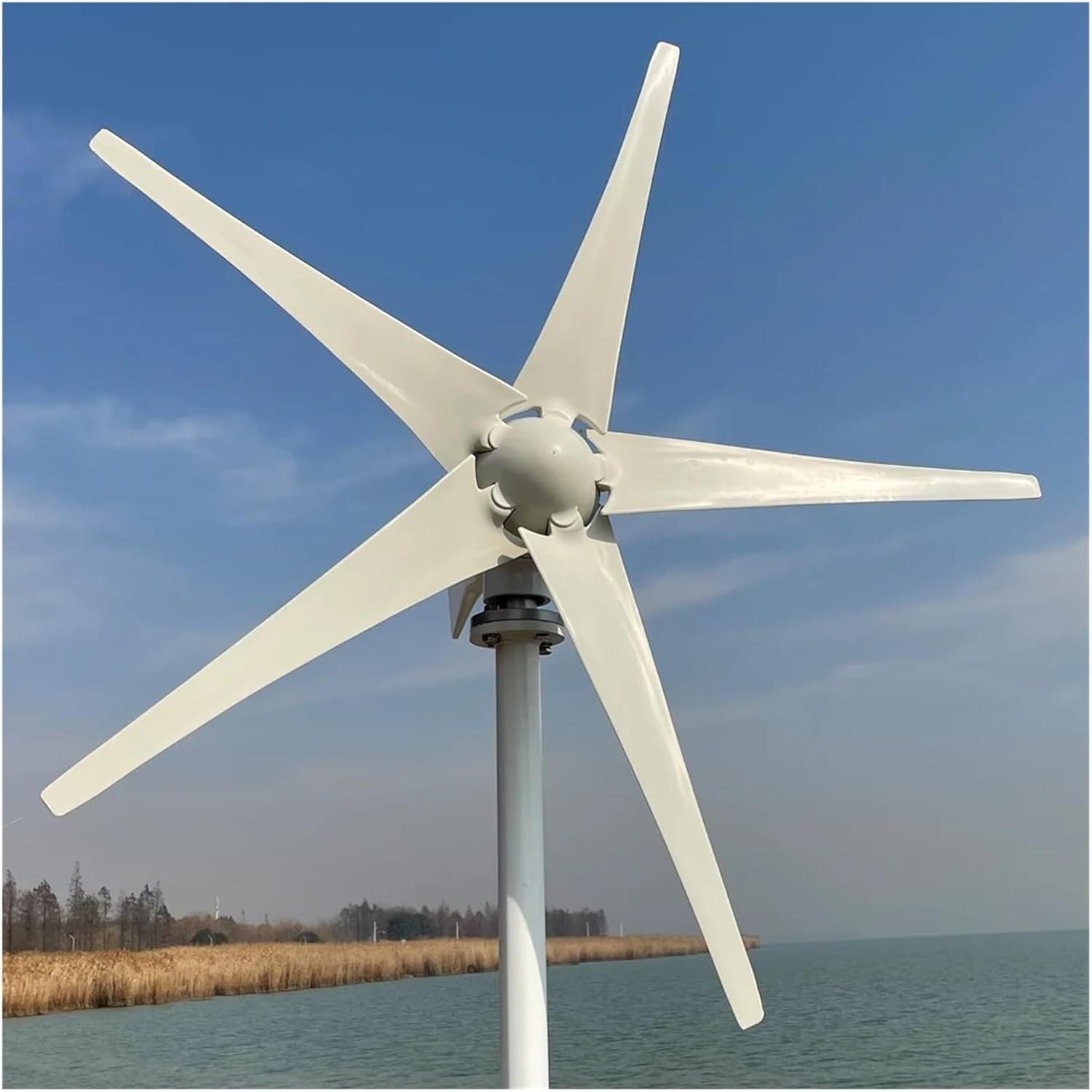 5000W Horizontal Wind Turbine Generator 5 Blades 48V 24V with MPPT Charger Controller Off Grid System for Home Use Low Starting Speed for Home(with Mppt Controller,48V)