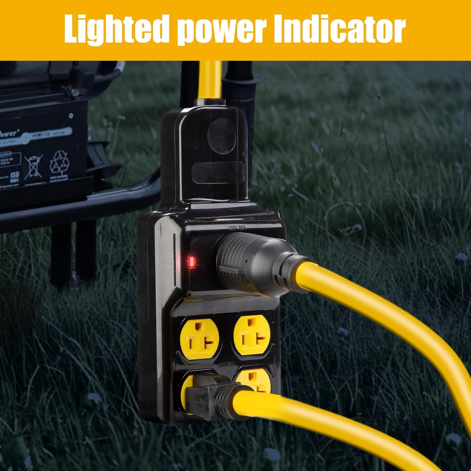 NEMA L14-30P to 4X 5-20R/5-15R&L14-30R Generator Adapter Extension Cord, 4 Prong 30 Amp to 110V,Twist Locking to 15 Amp/20 Amp Household Outlet, 125/250V 7500 Watts, ETL Listed (10FT)