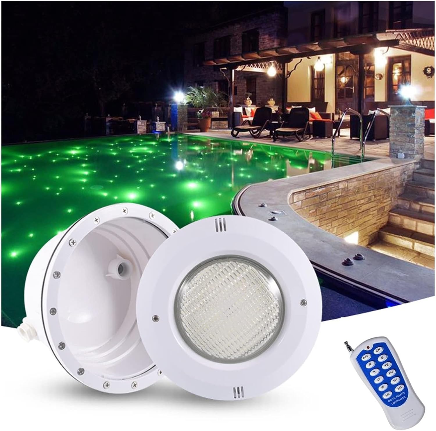 Submersible LED Pool Lights with Remote Control Waterproof Lights, 12V PAR56 Recessed Underwater Pool Light, IP68 Waterproof Landscape Light, Pond Lighting(36W)