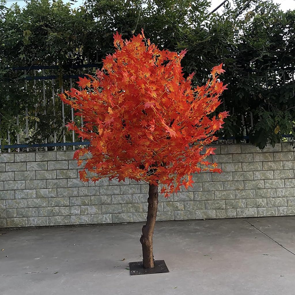Fake Maple Tree with Red Leaves - Artificial Plant for Indoor Outdoor Home, Office, Hotel, Restaurant Decor(10ft)