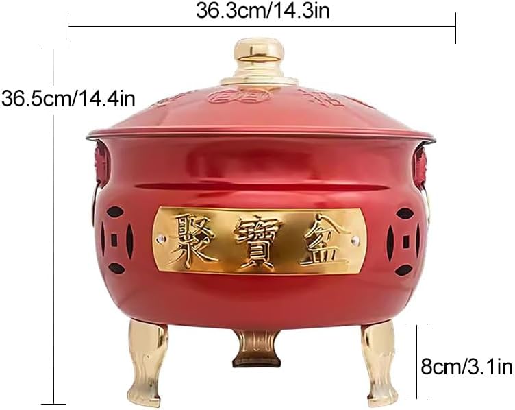 Fire Pit, Burn Cage, Garden Incinerator, with Lid and Handle, Trash Burning Containers, Burn Barrels for Outside, for Patios, Decks and Backyards(Red)
