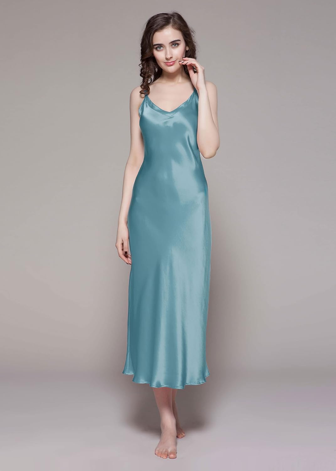LilySilk Silk Nightgown for Women Mulberry Silk Maxi Fitted Dress Long Flowy for Spring Summer