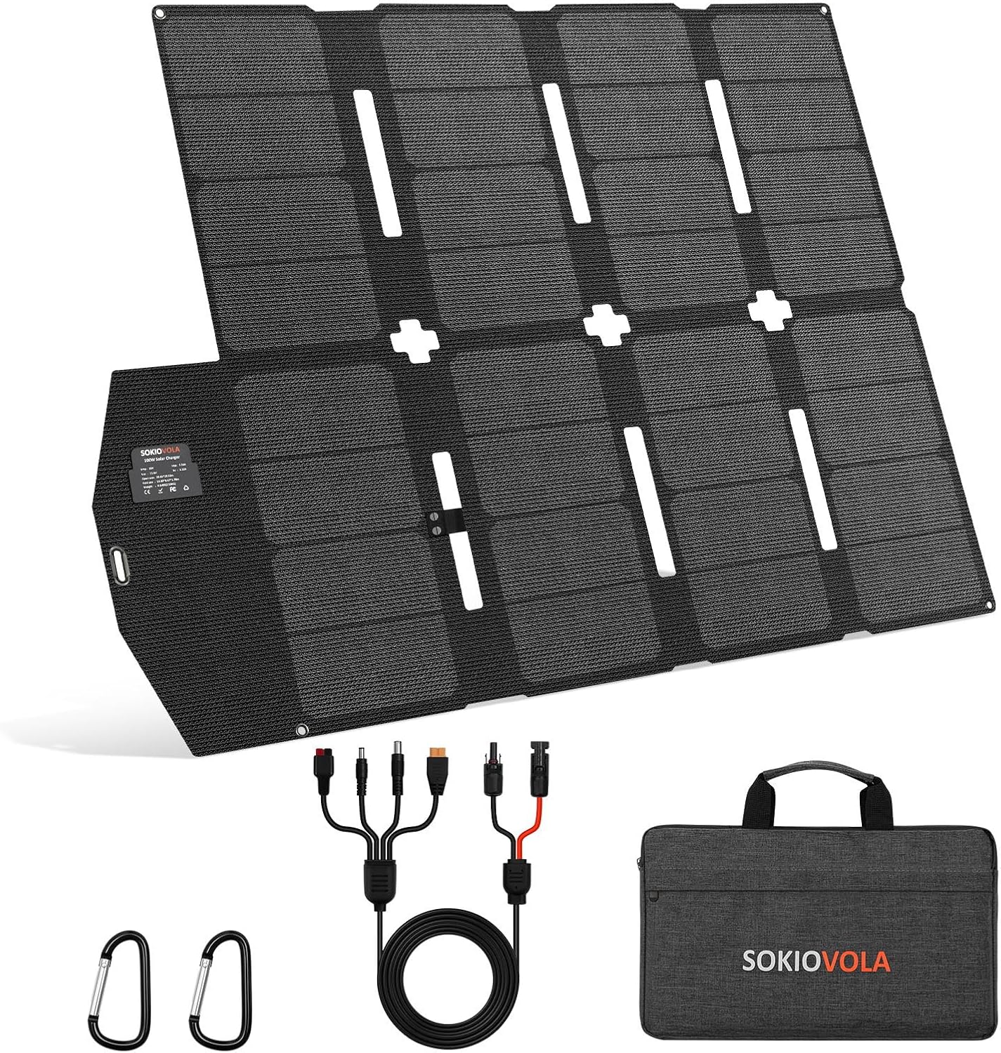 100W Portable Solar Panel for EF/Jackery/Bluetti/Anker Power Station MC4 Output Lightweight & Compact Foldable Solar Panel Charger Kits IP68 Waterproof for RV Travel Outdoor Activities