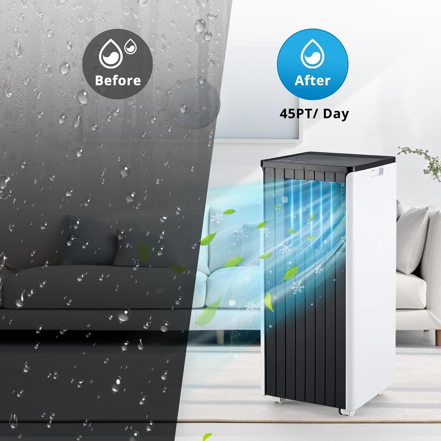 8000 BTUs Portable Air Conditioners, Air Conditioning Unit 3-in-1 Cooling, Dehumidifying & Fan Modes for 350 Sq.Ft, Remote Control, 24-Hour Timer, Easy Install Kit, Perfect for Home & Office, White