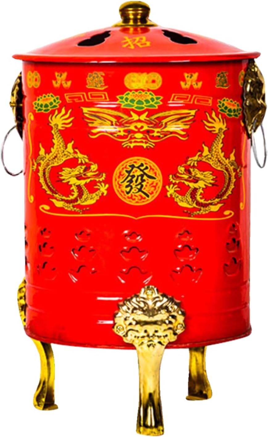 Outdoor Burn Barrel with Grid and Fire Hook, Portable Fire Pit, Burn Cage for Burning Garbage Leaves