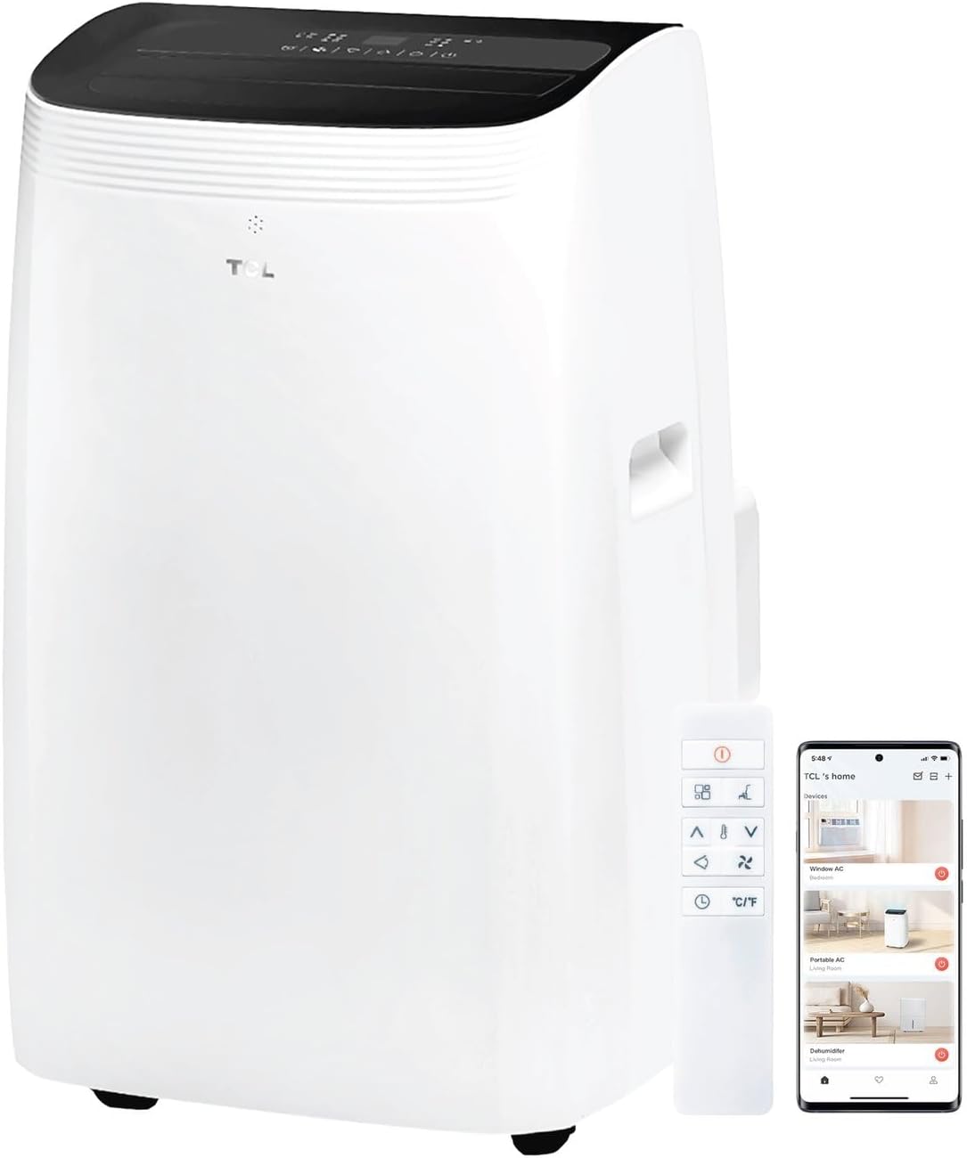 TCL 10,000 BTU Q-Series Dual Hose Portable Inverter Air Conditioner & Heater, AC Unit with Heat, 450 Sq. Ft., up to 47% Energy Savings, Compact Design, Works with Smart Home Devices