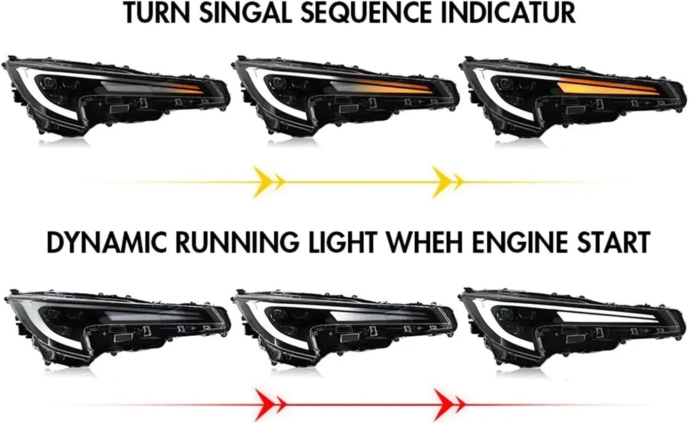 2PCS LED Projector Headlights Assembly Compatible For Toyota Corolla 2020-2026 Front Head Lamps Assembly Headlamp Accessories