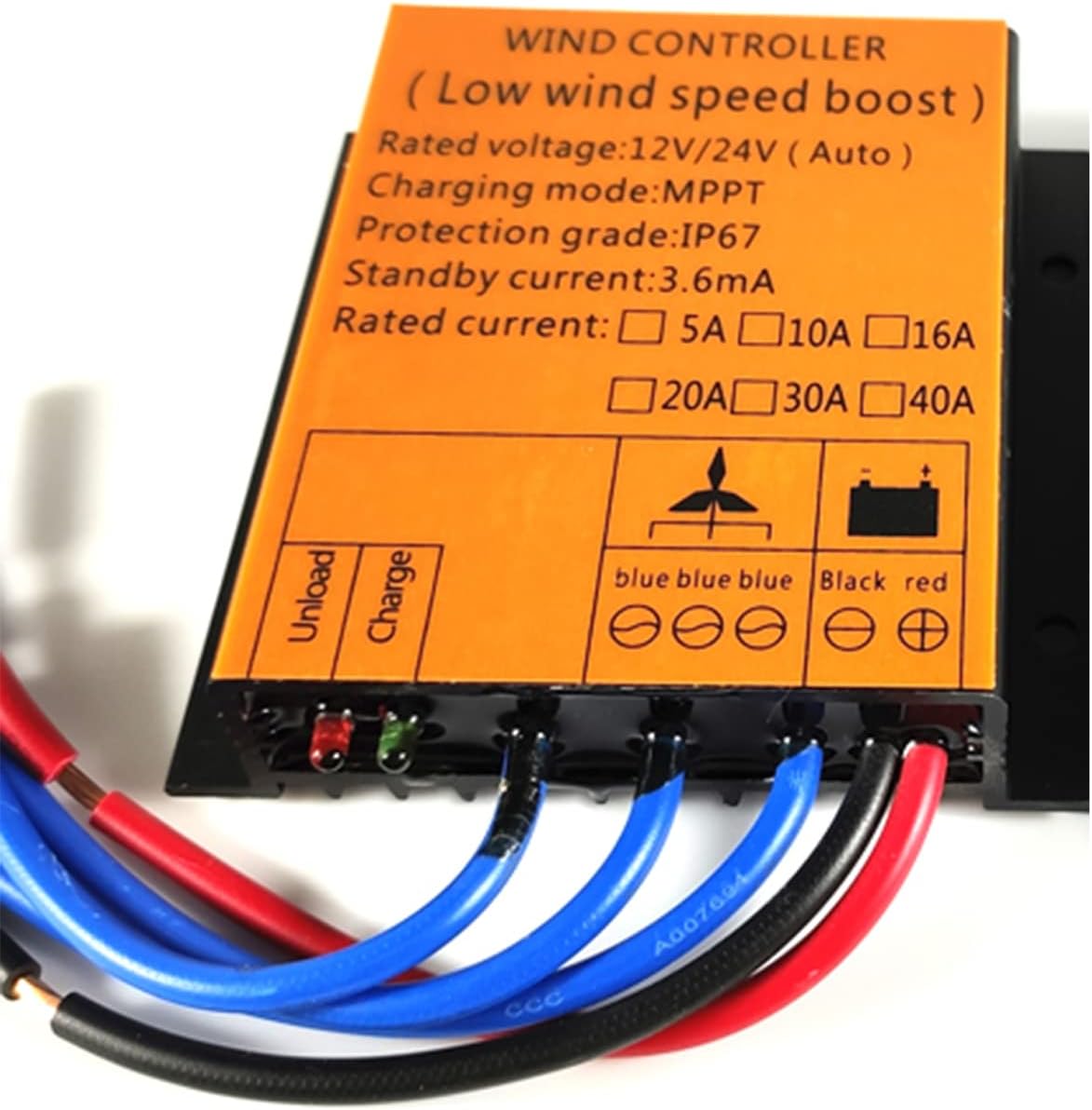 MPPT 5000W Solar Tracker Wind Solar Hybrid Charge Controller, 12V 24V 48V Battery Regulator 40A 30A for Wind Turbine Solar(Yellow)