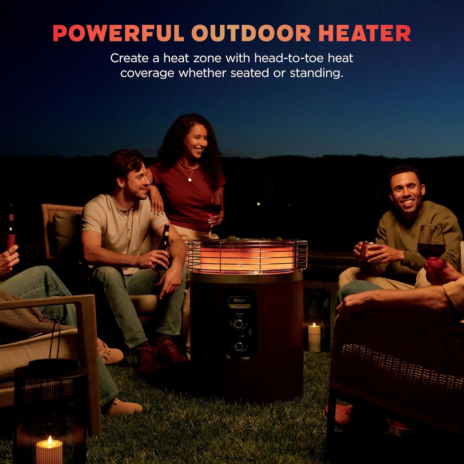 Ninja |Fireside360™ | Outdoor Heater & Fire Pit | 3 Modes: Flame, Heat, Flame & Heat | Portable for Patio, Deck, Camping, Beach | Easy Control Flames & Heat | Push to Start Ignition | Maroon | OF101RD