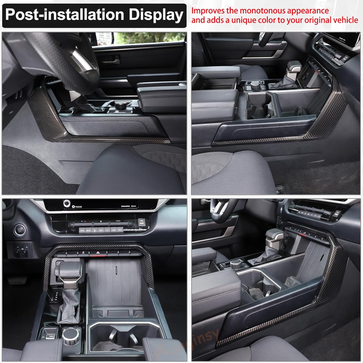 Aunginsy Center Console Gear Box Shift Panel Frame Trim Compatible with Toyota Tundra/Sequoia 2022-2024 Central Control Gear Shifter Box Side Panel Protect Strip Decorative Cover Interior Accessories