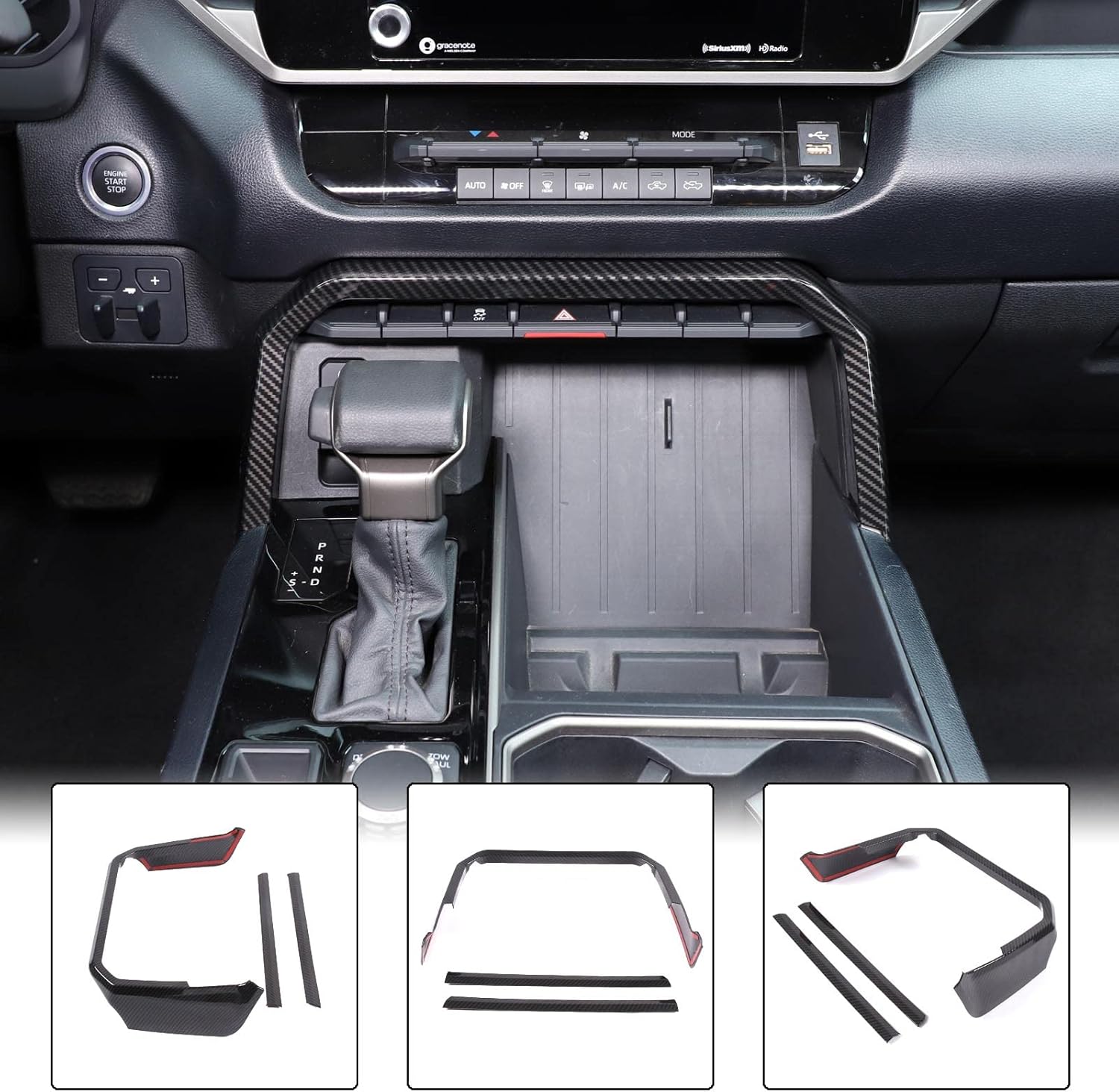 Aunginsy Center Console Gear Box Shift Panel Frame Trim Cover Compatible with Toyota Tundra/Sequoia 2022-2025 Car Central Control Gear Shifter Box Side Panel Protect Strip Decorative Cover Accessories