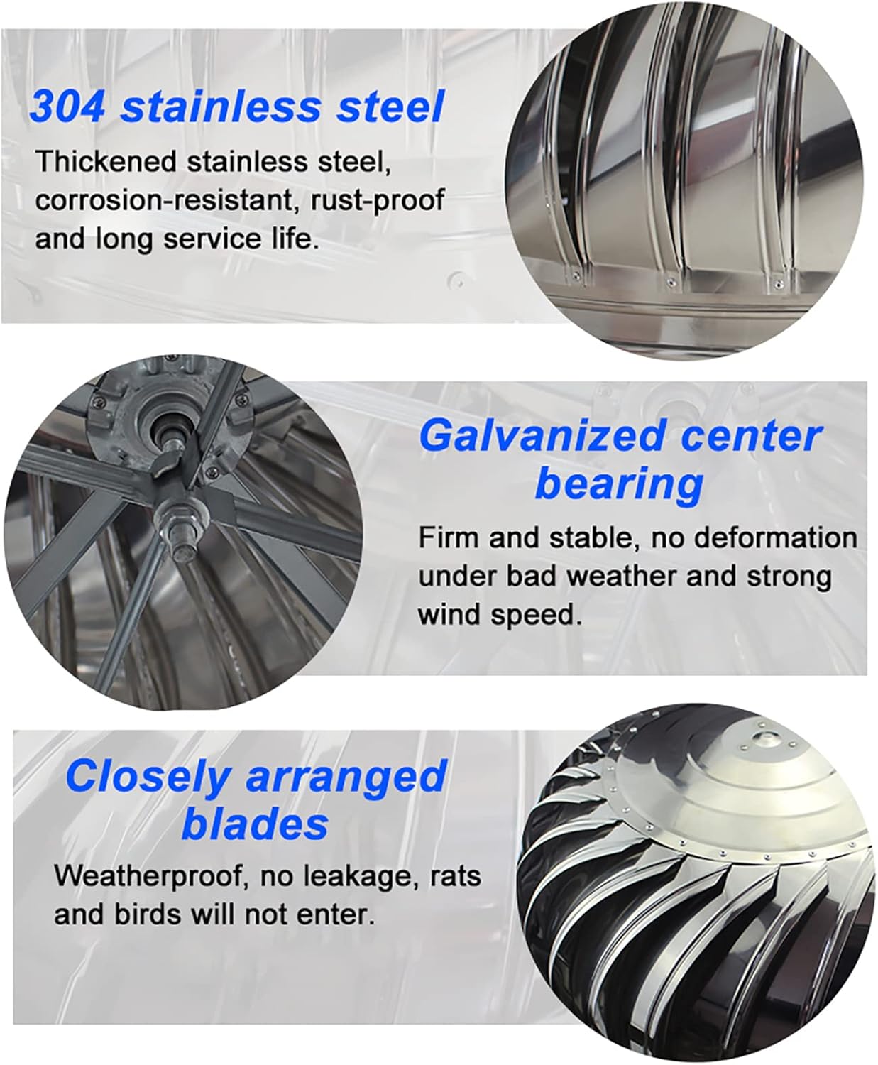 304 Stainless Steel Roof Vent Pipes Chimney Caps, Rotating Chimney Cowl, Ventilator, for Chimney Fireplace Storehouse(300 mm/11.8in)
